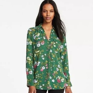 Ann Taylor Green Floral Blouse